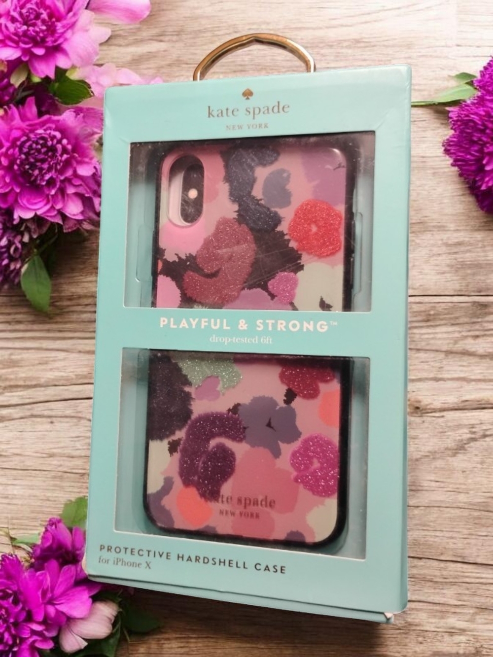 Kate Spade iPhone X Case Protective Hardshell Wild Floral Glitter Pink